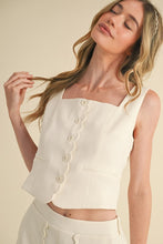 Off White Scalloped Vest And Shorts Set