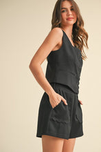 Black Scalloped Vest And Shorts Set