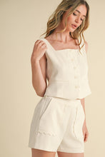 Off White Scalloped Vest And Shorts Set