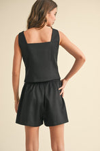 Black Scalloped Vest And Shorts Set