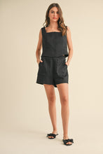 Black Scalloped Vest And Shorts Set