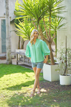 Emerald 3/4 Length Gathered Balloon Sleeve Blouse