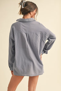 Blue Buttondown Basic Cotton Shirts