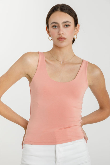Dusty Coral New Color- Basic Scoop Neck Tank