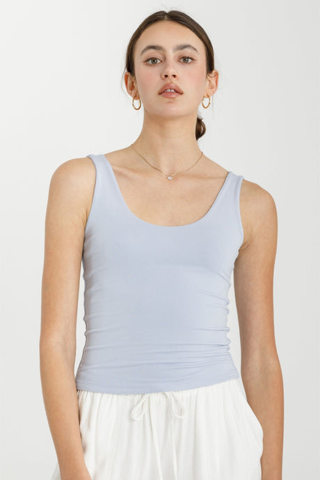 Dusty Blue New Color- Basic Scoop Neck Tank