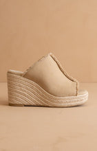 Khaki The Verona Frayed Denim Espadrille Wedge