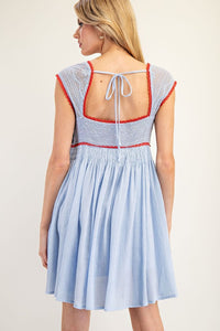 Periwinkle Contrasting Lace Bodice Mini Dress
