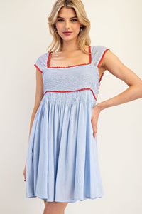 Periwinkle Contrasting Lace Bodice Mini Dress