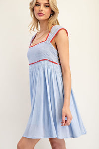 Periwinkle Contrasting Lace Bodice Mini Dress