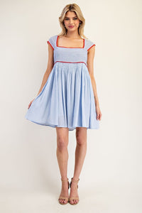 Periwinkle Contrasting Lace Bodice Mini Dress