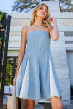 Denim Contrasting Denim Mini Godet Dress