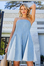 Denim Contrasting Denim Mini Godet Dress