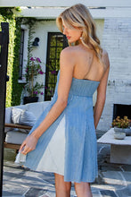 Denim Contrasting Denim Mini Godet Dress