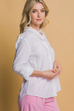 White Roll-Up Sleeve Linen-Blend Shirt