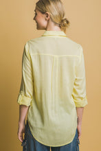 Lemon Roll-Up Sleeve Linen-Blend Shirt