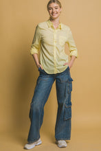 Lemon Roll-Up Sleeve Linen-Blend Shirt