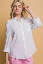 White Roll-Up Sleeve Linen-Blend Shirt