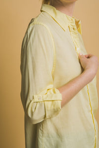 Lemon Roll-Up Sleeve Linen-Blend Shirt