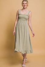 Olive Stone Smocked Maxi Dress