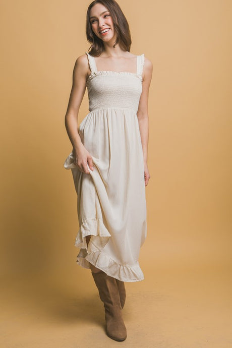 Chalk Smocked Maxi Dress