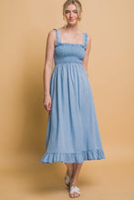 Lt.Blue Smocked Maxi Dress