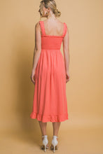 Sunset Coral Smocked Maxi Dress