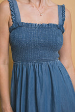 Blue Smocked Maxi Dress