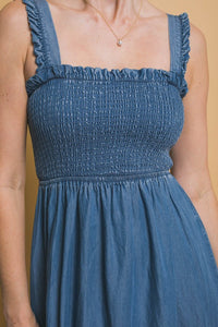 Blue Smocked Maxi Dress
