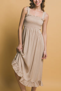 Taupe Smocked Maxi Dress