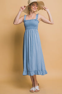 Lt.Blue Smocked Maxi Dress