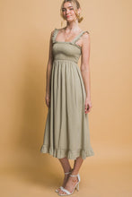 Olive Stone Smocked Maxi Dress