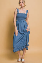 Blue Smocked Maxi Dress