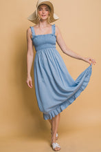 Lt.Blue Smocked Maxi Dress