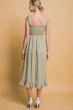 Olive Stone Smocked Maxi Dress