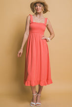 Sunset Coral Smocked Maxi Dress