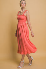 Sunset Coral Smocked Maxi Dress