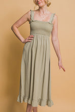 Olive Stone Smocked Maxi Dress