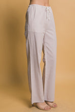 Khaki Linen Wide-Leg Pants