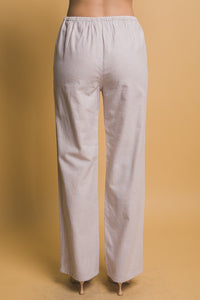 Khaki Linen Wide-Leg Pants