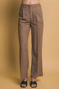Mocha Belted Linen Pants