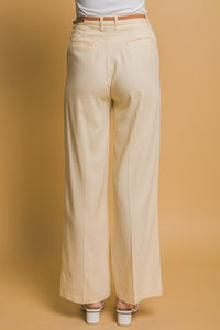 Vanilla Belted Linen Pants