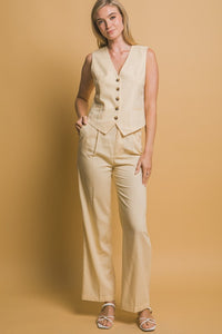 Vanilla Belted Linen Pants