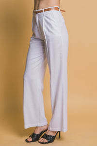 White Belted Linen Pants