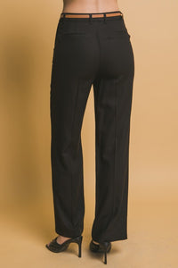 Black Belted Linen Pants