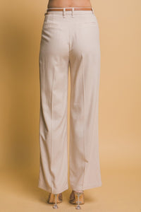 Khaki Belted Linen Pants