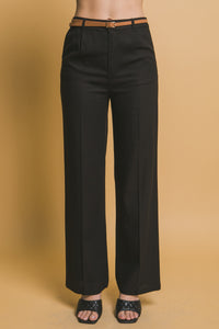 Black Belted Linen Pants