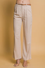 Khaki Belted Linen Pants