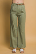 Lt.Olive Belted Linen Pants