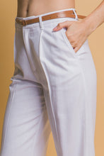 White Belted Linen Pants