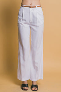White Belted Linen Pants